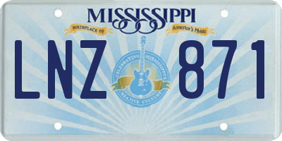 MS license plate LNZ871