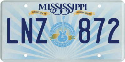 MS license plate LNZ872