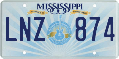 MS license plate LNZ874
