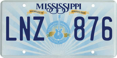 MS license plate LNZ876