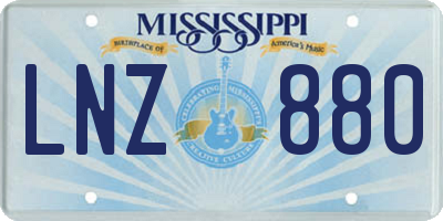 MS license plate LNZ880