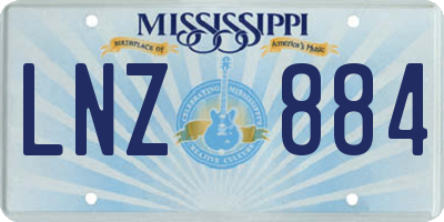 MS license plate LNZ884