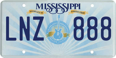 MS license plate LNZ888