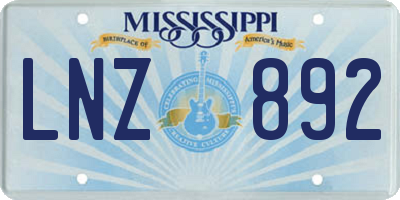 MS license plate LNZ892