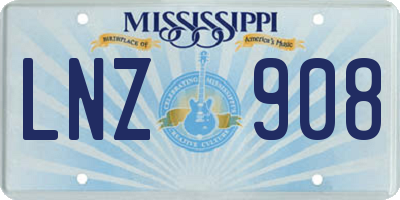 MS license plate LNZ908