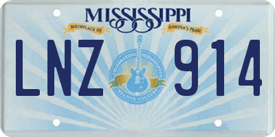 MS license plate LNZ914