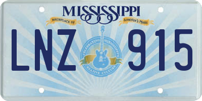 MS license plate LNZ915