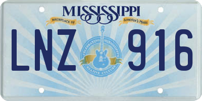 MS license plate LNZ916