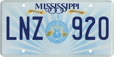 MS license plate LNZ920