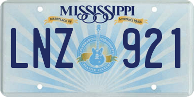 MS license plate LNZ921