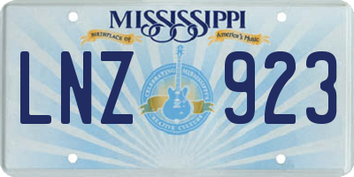 MS license plate LNZ923