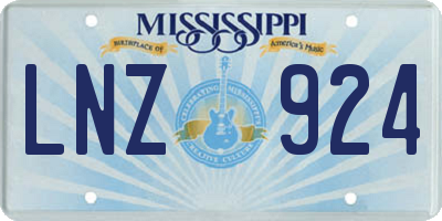 MS license plate LNZ924