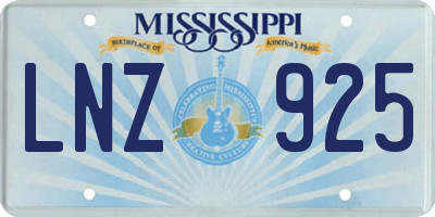 MS license plate LNZ925
