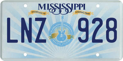MS license plate LNZ928