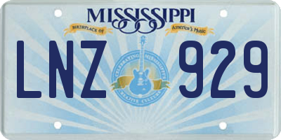 MS license plate LNZ929