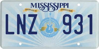 MS license plate LNZ931