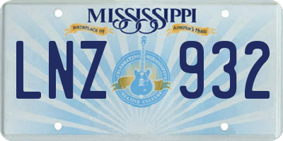 MS license plate LNZ932
