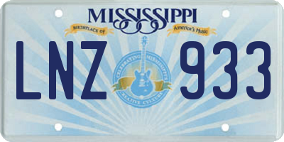 MS license plate LNZ933