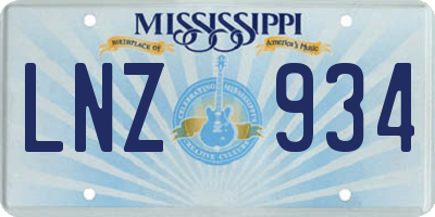 MS license plate LNZ934