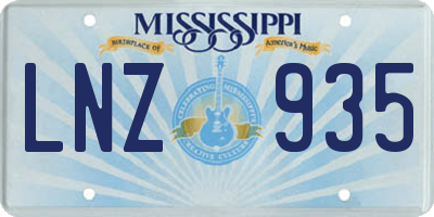 MS license plate LNZ935
