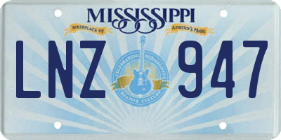 MS license plate LNZ947