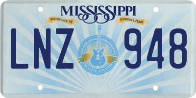 MS license plate LNZ948