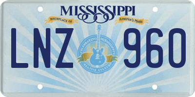 MS license plate LNZ960