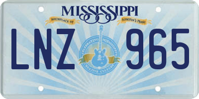 MS license plate LNZ965