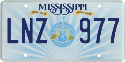 MS license plate LNZ977