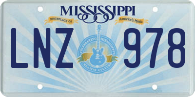 MS license plate LNZ978