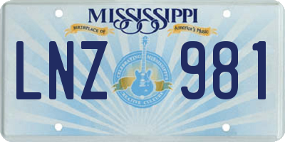 MS license plate LNZ981