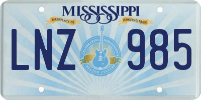 MS license plate LNZ985
