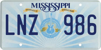 MS license plate LNZ986