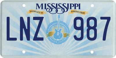 MS license plate LNZ987