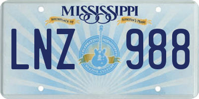 MS license plate LNZ988