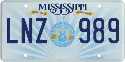 MS license plate LNZ989