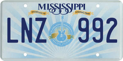 MS license plate LNZ992