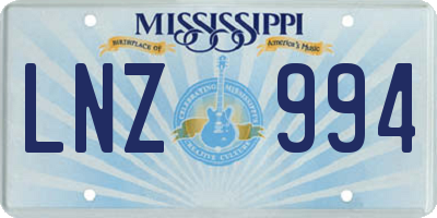 MS license plate LNZ994