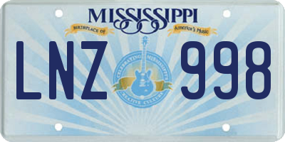 MS license plate LNZ998