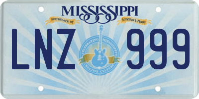 MS license plate LNZ999