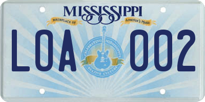 MS license plate LOA002