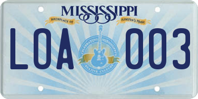 MS license plate LOA003