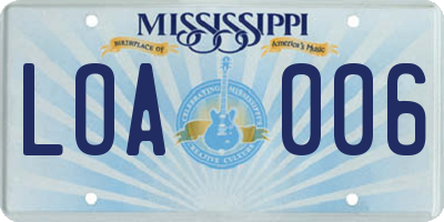 MS license plate LOA006