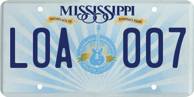 MS license plate LOA007