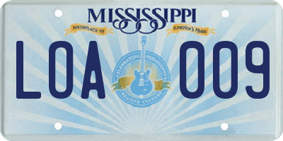 MS license plate LOA009