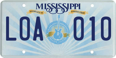 MS license plate LOA010