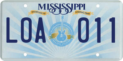 MS license plate LOA011