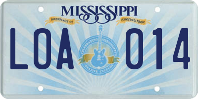MS license plate LOA014