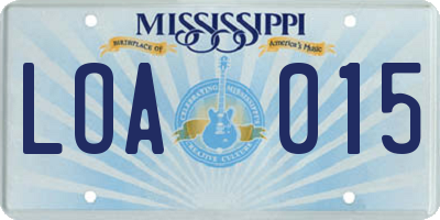 MS license plate LOA015