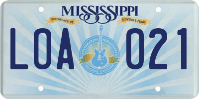 MS license plate LOA021